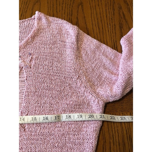 Cottage Country Raffia Loose Knit Sweater Women Pink Medium Pina‎ Lia - Picture 9 of 10
